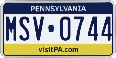 PA license plate MSV0744