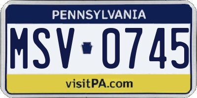 PA license plate MSV0745