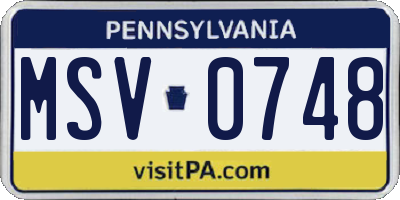 PA license plate MSV0748