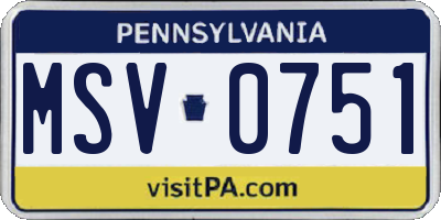 PA license plate MSV0751