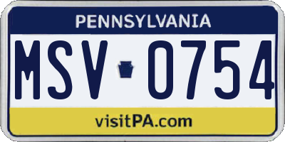 PA license plate MSV0754