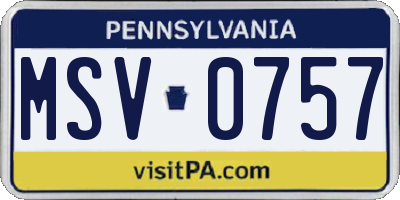 PA license plate MSV0757