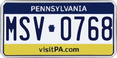 PA license plate MSV0768