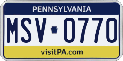 PA license plate MSV0770