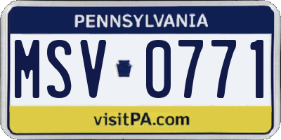 PA license plate MSV0771