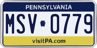 PA license plate MSV0779