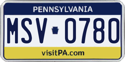 PA license plate MSV0780