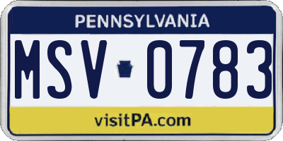 PA license plate MSV0783