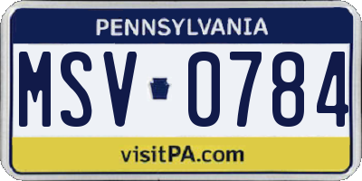 PA license plate MSV0784