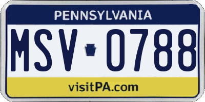 PA license plate MSV0788