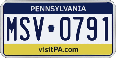 PA license plate MSV0791
