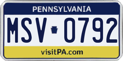 PA license plate MSV0792