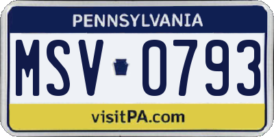 PA license plate MSV0793