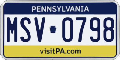 PA license plate MSV0798