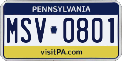 PA license plate MSV0801