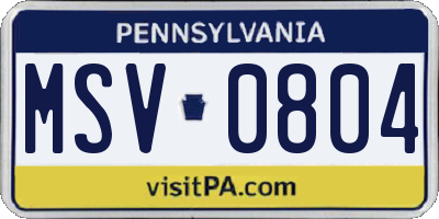 PA license plate MSV0804