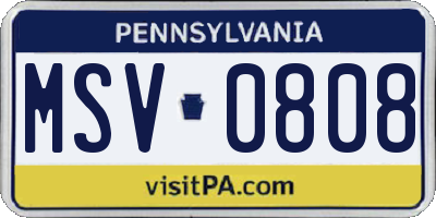 PA license plate MSV0808