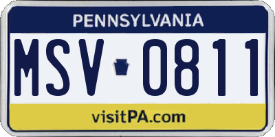 PA license plate MSV0811