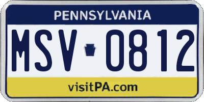 PA license plate MSV0812