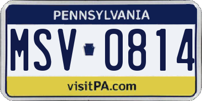 PA license plate MSV0814