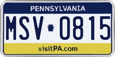 PA license plate MSV0815