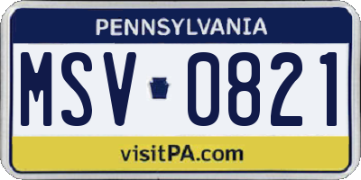 PA license plate MSV0821