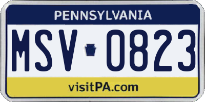 PA license plate MSV0823