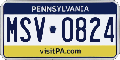 PA license plate MSV0824