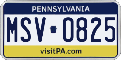 PA license plate MSV0825