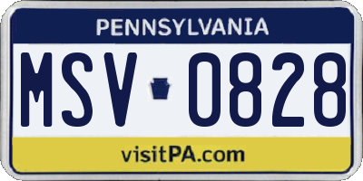 PA license plate MSV0828