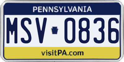 PA license plate MSV0836