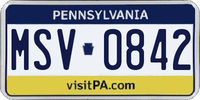 PA license plate MSV0842