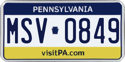 PA license plate MSV0849