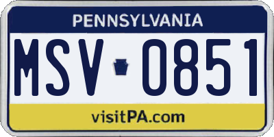 PA license plate MSV0851