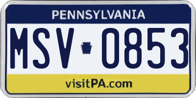 PA license plate MSV0853