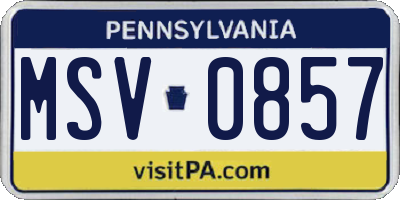 PA license plate MSV0857