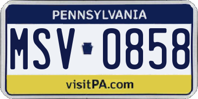 PA license plate MSV0858