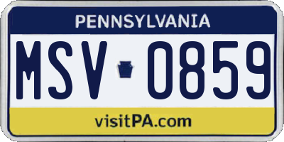 PA license plate MSV0859