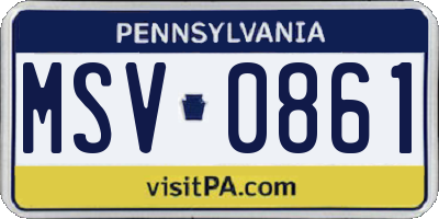 PA license plate MSV0861