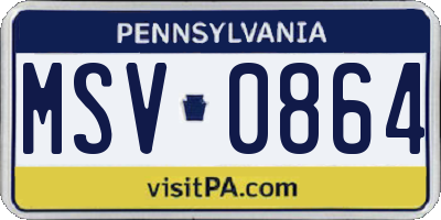 PA license plate MSV0864