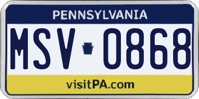 PA license plate MSV0868