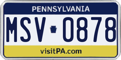 PA license plate MSV0878