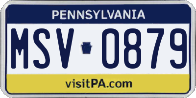 PA license plate MSV0879