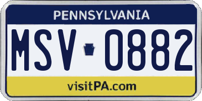 PA license plate MSV0882