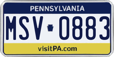 PA license plate MSV0883