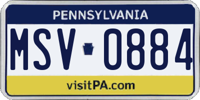 PA license plate MSV0884