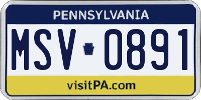 PA license plate MSV0891