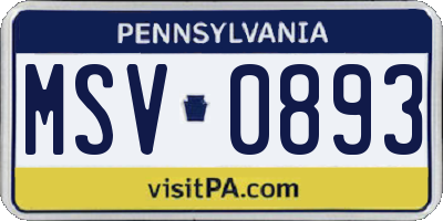 PA license plate MSV0893