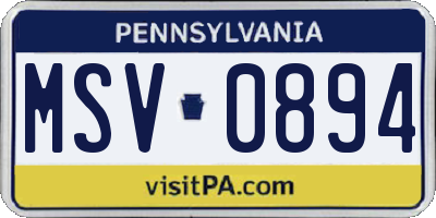 PA license plate MSV0894