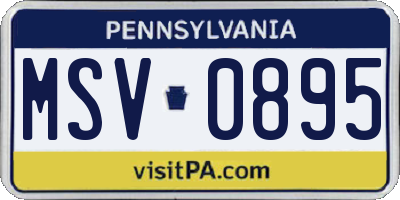 PA license plate MSV0895